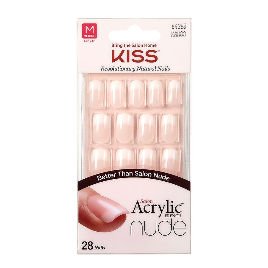 Kit uñas artificiales Kiss francesas media 28un