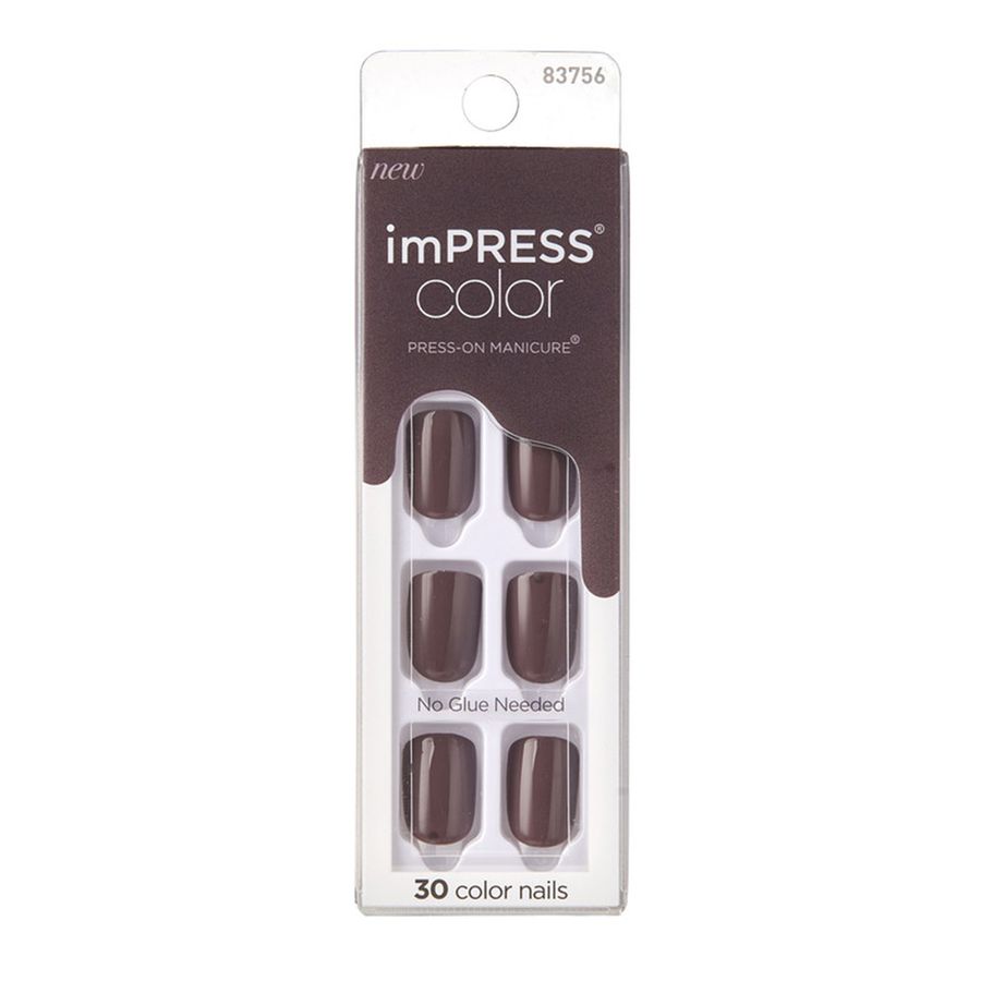Kit uñas artificiales Impress color café 30un