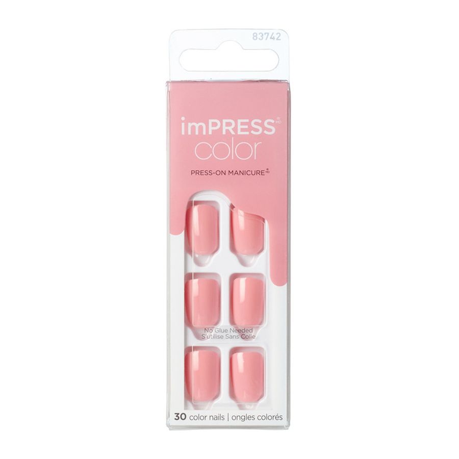 Kit uñas artificiales Impress color rosado 30un