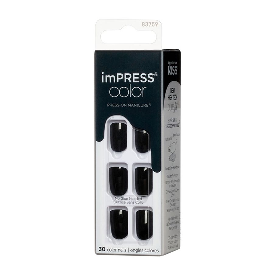Uñas Artificiales Impress Color  All Black 30Un