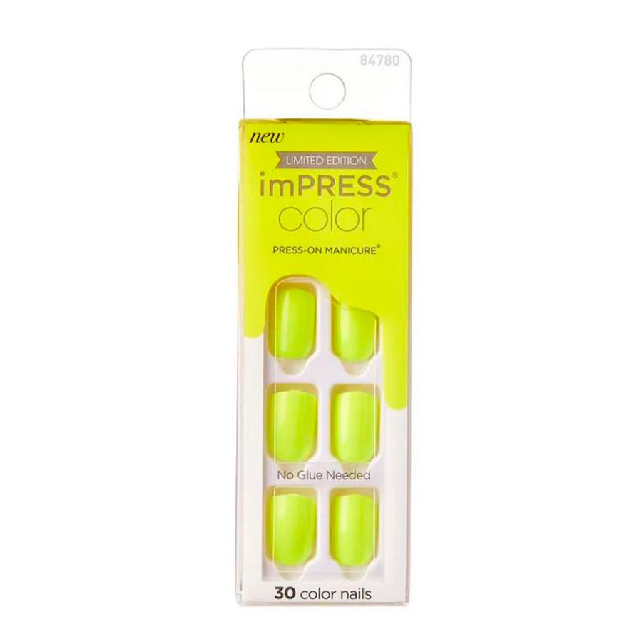 Kit uñas artificiales Kiss amarillo neon 30 un